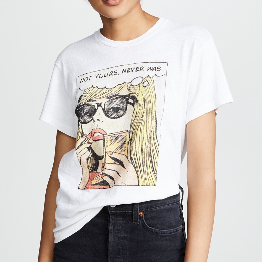 Re/Done Girlfriend Tee with Not Yours Comic Graphic Size Women Medium T-Shirt